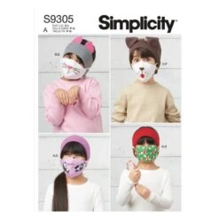 Simplicity Sewing Pattern S9305 Childrens' Cozy Knit Headband, Hat & Face Mask