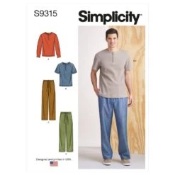 Simplicity Sewing Pattern S9315 Men’s Casual Henley Tops And Pull On Trousers
