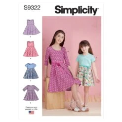 Simplicity Sewing Pattern S9322 Children's And Girls Pullover Dresses Casual