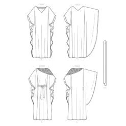 Simplicity Sewing Pattern S9323 Misses' Caftan Tunic Maxi Dress Neckline Options
