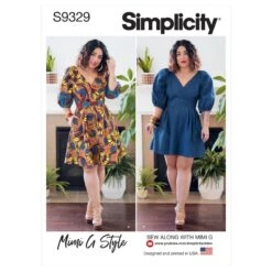 Simplicity Sewing Pattern S9329 Misses' Puff Sleeve Cross Front Flare Dresses