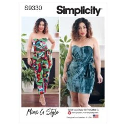 Simplicity Sewing Pattern S9330 Misses' Strapless Jumpsuit And Mini Dress