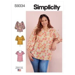 Simplicity Sewing Pattern S9334 Misses' V-Neck Top Blouse With Flutter Sleeves