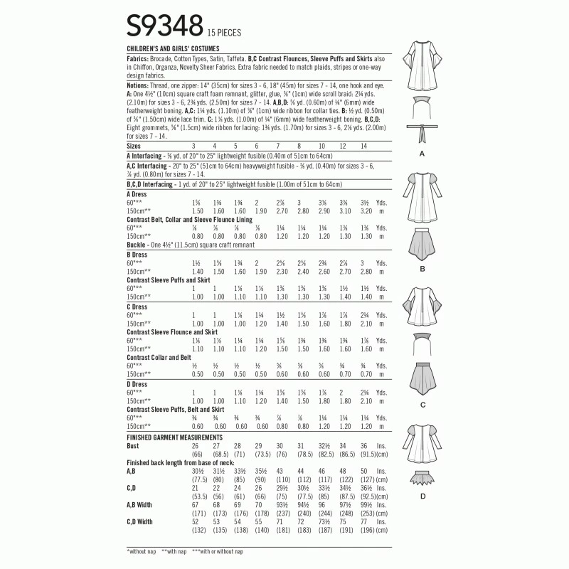 Simplicity Sewing Pattern S9348 Childrens Girls' Witch Dress Costume Halloween 4 Simplicity Sewing Pattern S9348 Childrens Girls' Witch Dress Costume Halloween - Image 2