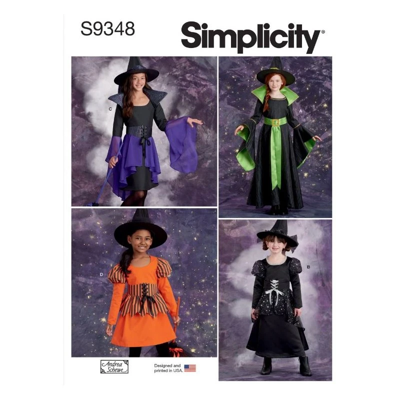 Simplicity Sewing Pattern S9348 Childrens Girls' Witch Dress Costume Halloween 3 Simplicity Sewing Pattern S9348 Childrens Girls' Witch Dress Costume Halloween