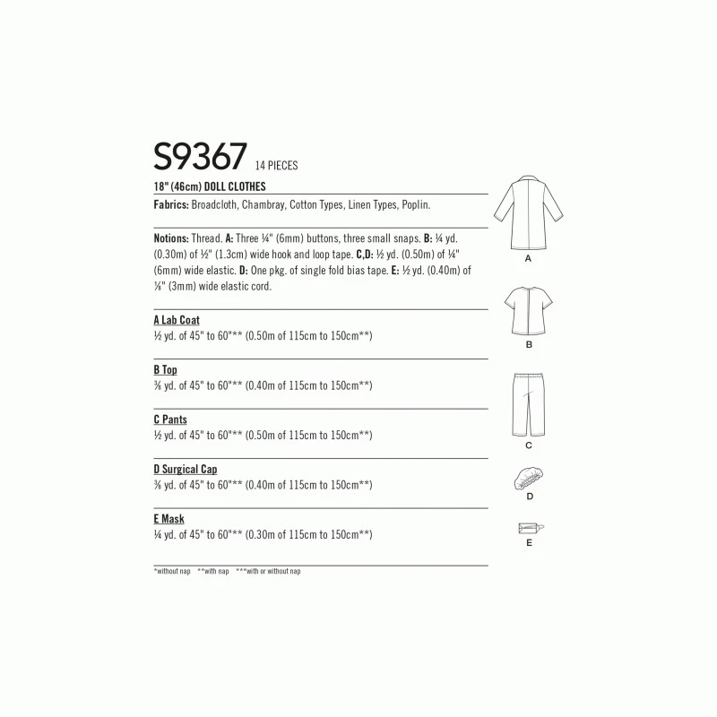 Simplicity Sewing Pattern S9367 Essential Worker 18" Doll Clothes 4 Simplicity Sewing Pattern S9367 Essential Worker 18" Doll Clothes - Image 2