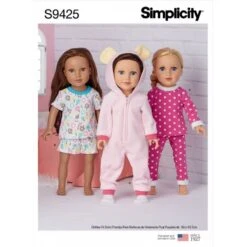 Simplicity Sewing Pattern S9425 Casual Tops Bottoms Jumpsuit Onsie For 18″ Dolls