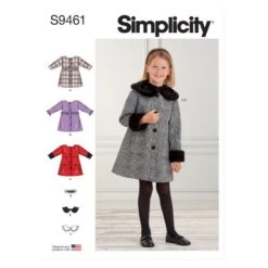 Simplicity Sewing Pattern S9461 Children's Lined Coats Detachable Collar