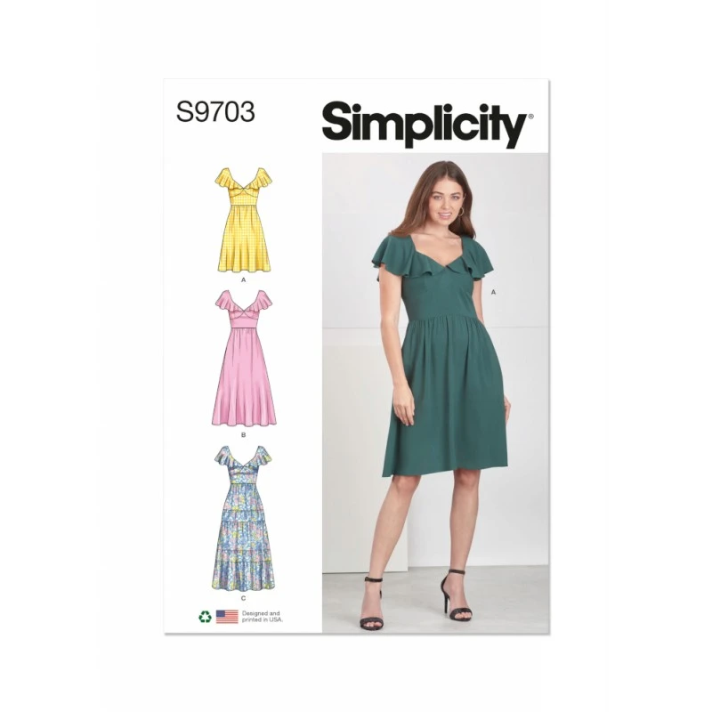 Simplicity Sewing Pattern S9703 Misses' Flounced Collars Flutter Sleeves Dresses 3 Simplicity Sewing Pattern S9703 Misses' Flounced Collars Flutter Sleeves Dresses