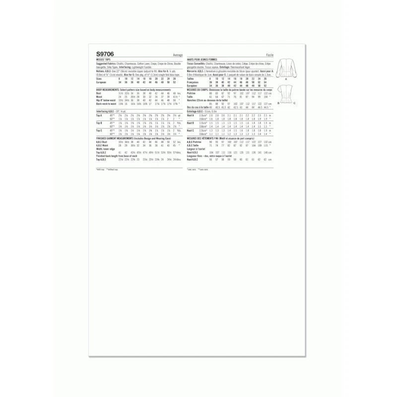 Simplicity Sewing Pattern S9706 Misses' Shoulder Pleats Peplum Waist Tops 9 Simplicity Sewing Pattern S9706 Misses' Shoulder Pleats Peplum Waist Tops - Image 7