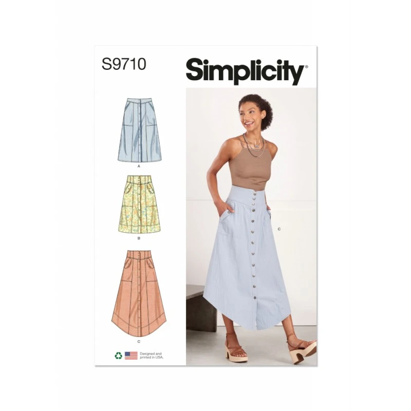 Simplicity Sewing Pattern S9710 Misses' Button-Front Panelled Back Yokes Skirts 3 Simplicity Sewing Pattern S9710 Misses' Button-Front Panelled Back Yokes Skirts