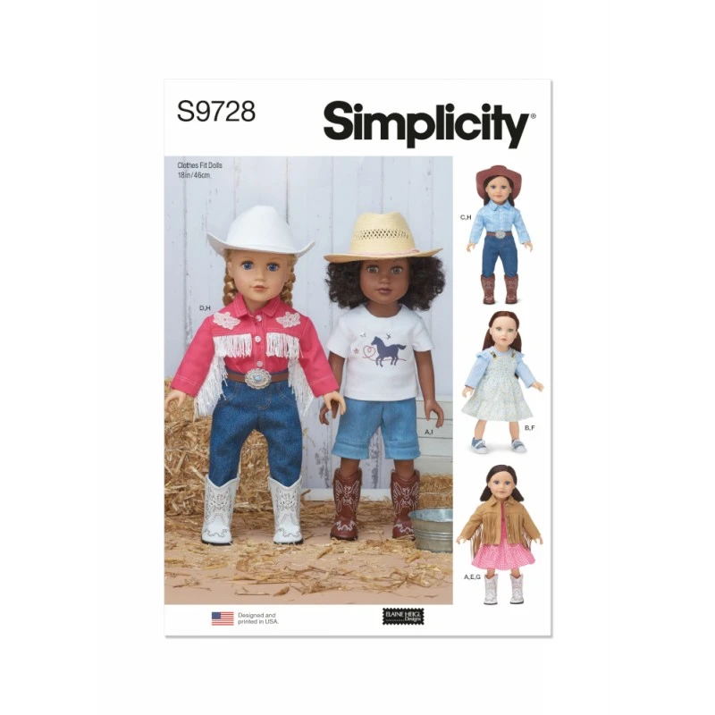 Simplicity Sewing Pattern S9728 18" Western Doll Clothes By Elaine Heigl Designs 3 Simplicity Sewing Pattern S9728 18" Western Doll Clothes By Elaine Heigl Designs