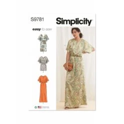 Simplicity Sewing Pattern S9781 Misses' Split Neck Dresses Kimono Style Sleeves