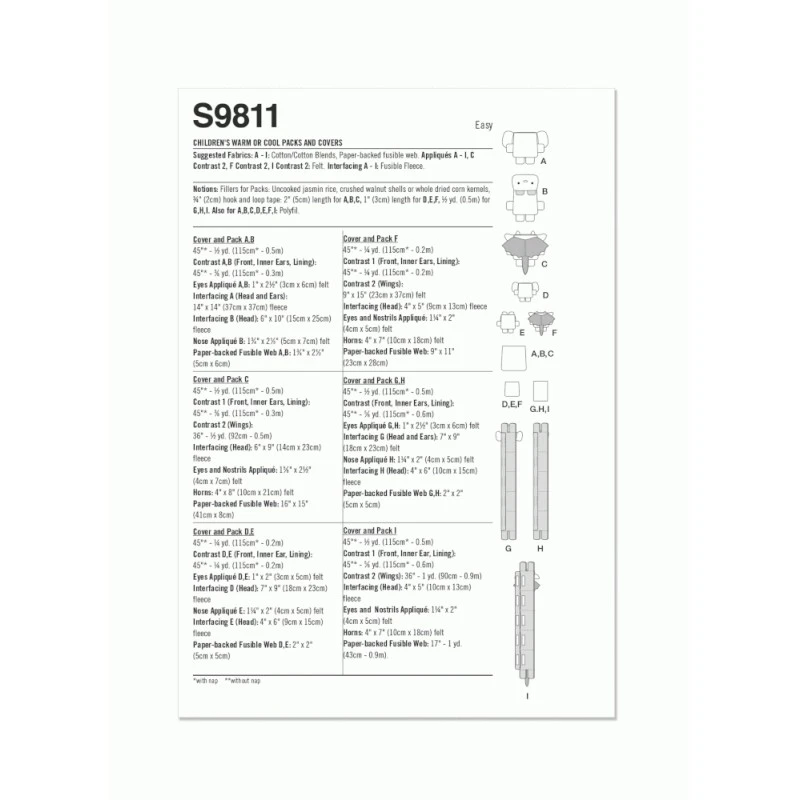 Simplicity Sewing Pattern S9811 Children's Warm Or Cool Packs And Covers Animals 9 Simplicity Sewing Pattern S9811 Children's Warm Or Cool Packs And Covers Animals - Image 7