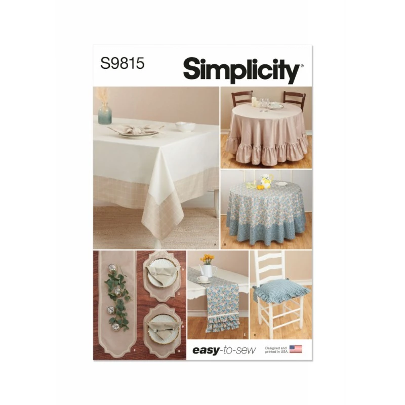 Simplicity Sewing Pattern S9815 Tabletop Décor Tablecloth Table Topper Napkins 3 Simplicity Sewing Pattern S9815 Tabletop Décor Tablecloth Table Topper Napkins