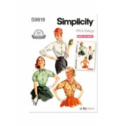 Simplicity Sewing Pattern S9818 Misses' Vintage 1950s 'Simple To Make' Blouses