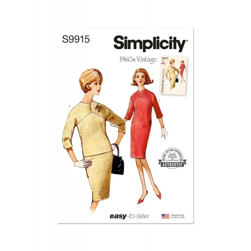 Simplicity Sewing Pattern S9915 Misses’ Vintage 1960s One And Two-Piece Dresses 3 Simplicity Sewing Pattern S9915 Misses’ Vintage 1960s One And Two-Piece Dresses