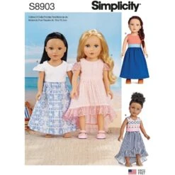 Simplicity Sewing Patterns 8903 Doll Clothes Summer Dresses Craft