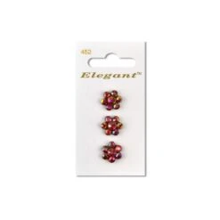 Sirdar Elegant Red Diamonte Flower Floral Shank Button 13mm 3 Pack 452