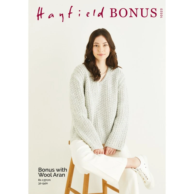 Sirdar Hayfield Knitting Pattern 10323 Ripple Sweater In Bonus With Wool Aran 3 Sirdar Hayfield Knitting Pattern 10323 Ripple Sweater In Bonus With Wool Aran