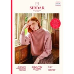 Sirdar Knitting Pattern 10169 Funnel Rib Neck Sweater In Country Classic Worsted