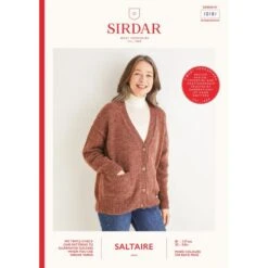 Sirdar Knitting Pattern 10181 Women's V-Neck Moss Stitch Cardigan Saltaire Aran