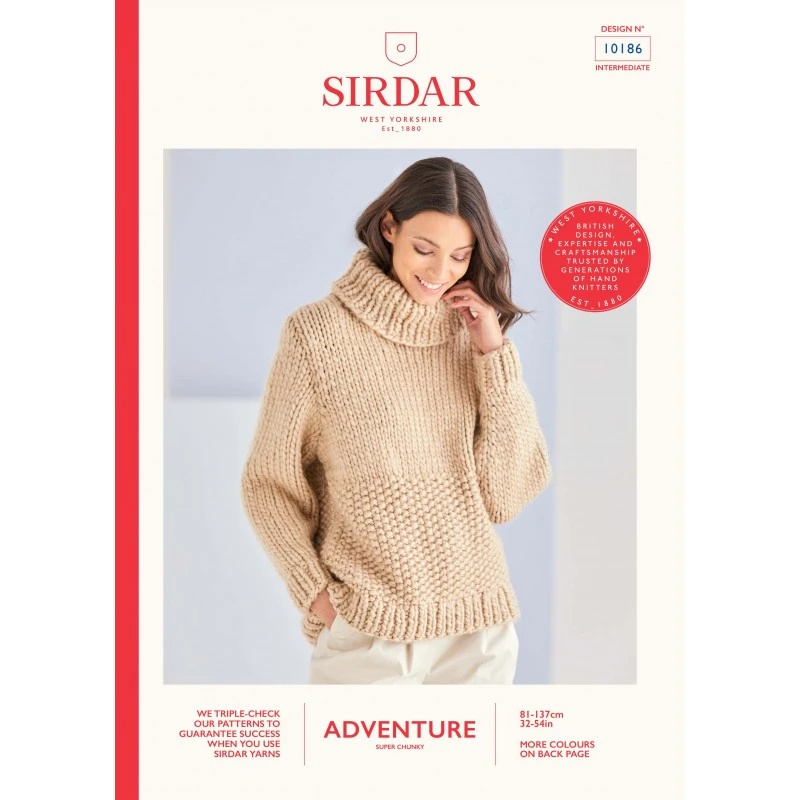 Sirdar Knitting Pattern 10186 Womens Roll Neck Sweater In Adventure Super Chunky 3 Sirdar Knitting Pattern 10186 Womens Roll Neck Sweater In Adventure Super Chunky
