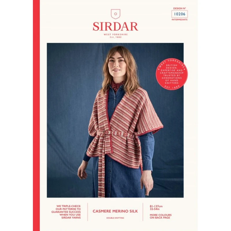 Sirdar Knitting Pattern 10206 Stepped Hem Wrap Cardigan Cashmere Merino Silk DK 3 Sirdar Knitting Pattern 10206 Stepped Hem Wrap Cardigan Cashmere Merino Silk DK