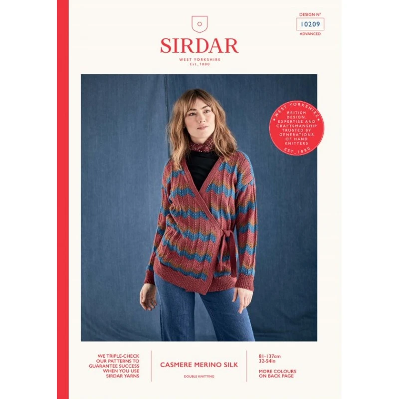 Sirdar Knitting Pattern 10209 Chevron Wrap Cardigan In Cashmere Merino Silk DK 3 Sirdar Knitting Pattern 10209 Chevron Wrap Cardigan In Cashmere Merino Silk DK