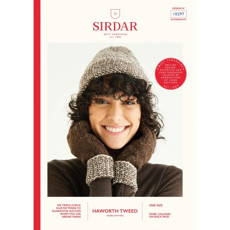 Sirdar Knitting Pattern 10297 Women's Contrast Hat & Mittens In Haworth Tweed 3 Sirdar Knitting Pattern 10297 Women's Contrast Hat & Mittens In Haworth Tweed