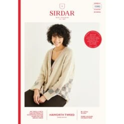 Sirdar Knitting Pattern 10302 Women's Square Checks Cardigan In Haworth Tweed
