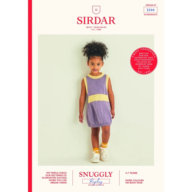 Sirdar Knitting Pattern 2544 Child's Cable Sweater Dress In Snuggly Replay 3 Sirdar Knitting Pattern 2544 Child's Cable Sweater Dress In Snuggly Replay