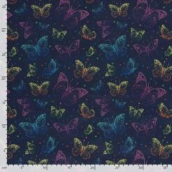 Soft Shell Fabric Fleece Backed Colourful Butterflies 145cm Wide