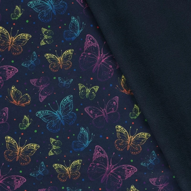 Soft Shell Fabric Fleece Backed Colourful Butterflies 145cm Wide 6 Soft Shell Fabric Fleece Backed Colourful Butterflies 145cm Wide - Image 4