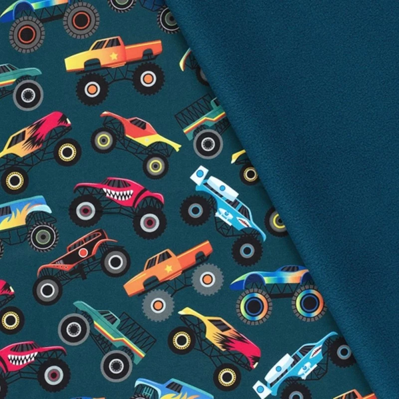 Soft Shell Fabric Fleece Backed Monster Trucks Cars 145cm Wide 6 Soft Shell Fabric Fleece Backed Monster Trucks Cars 145cm Wide - Image 4