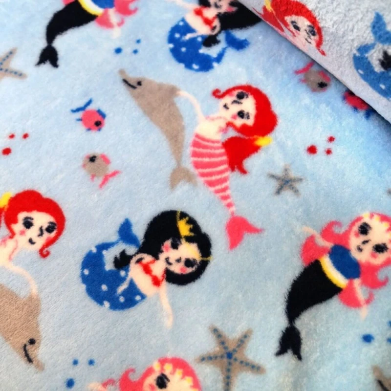 Super Soft Cuddle Fleece Swimming Mermaids Dolphins & Shells 147cm Wide 3 Super Soft Cuddle Fleece Swimming Mermaids Dolphins & Shells 147cm Wide