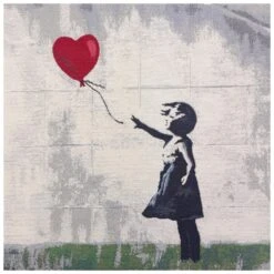 Tapestry Fabric Cushion Panel Banksy "Heart Gone" – 47cm Square