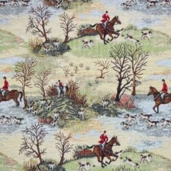 Tapestry Fabric Hunting Scene Upholstery Furniture 140cm Wide