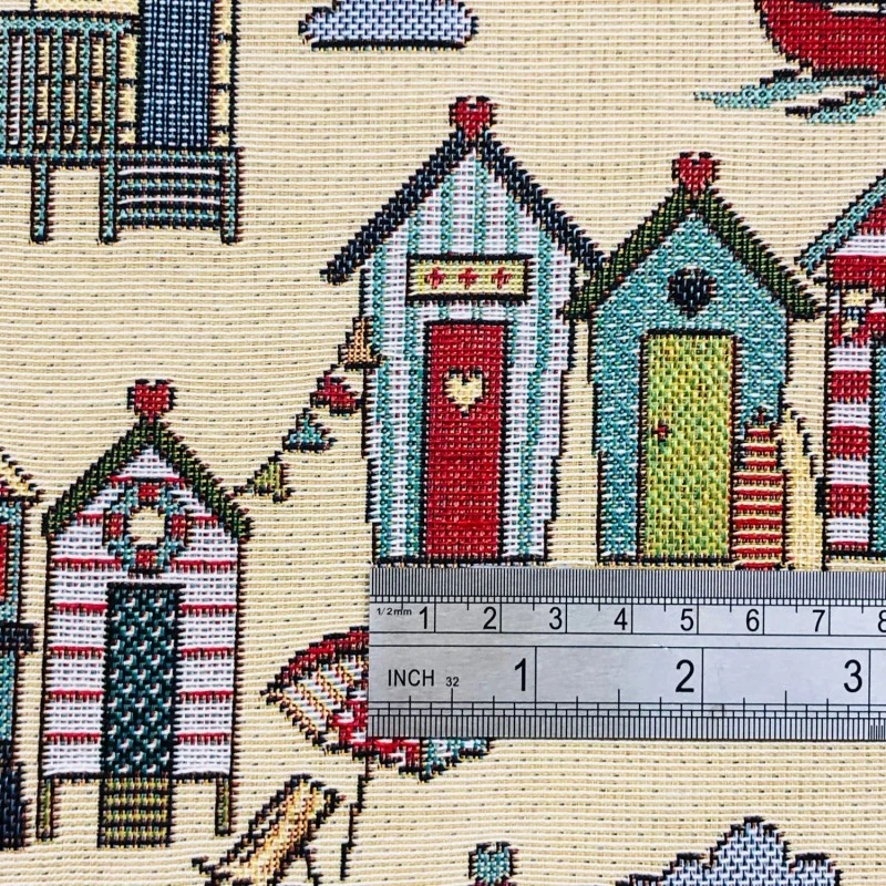 Tapestry Fabric Marine Beach Huts Upholstery Furnishings Curtains 140cm Wide 4 Tapestry Fabric Marine Beach Huts Upholstery Furnishings Curtains 140cm Wide - Image 2