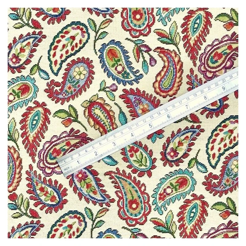 Tapestry Fabric Paisley Teardrops Upholstery Furnishings Curtains 140cm Wide 4 Tapestry Fabric Paisley Teardrops Upholstery Furnishings Curtains 140cm Wide - Image 2