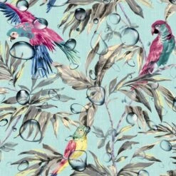 Teflon Coated Panama Fabric Cotton Rich Canvas Parrot Paradise Leaves 140cm Wide -OHSEWCRAFTY teflon coated panama fabric cotton rich canvas parrot paradise leaves 140cm wide 1
