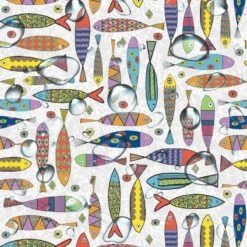 Teflon Coated Panama Fabric Cotton Rich Canvas Printed Fishes Multi 140cm Wide -OHSEWCRAFTY teflon coated panama fabric cotton rich canvas printed fishes multi 140cm wide 2