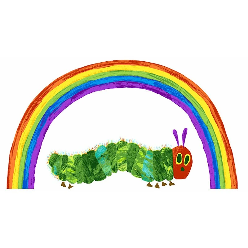 The Very Hungry Caterpillar Rainbow Panel 100% Cotton Fabric Makower 3 The Very Hungry Caterpillar Rainbow Panel 100% Cotton Fabric Makower