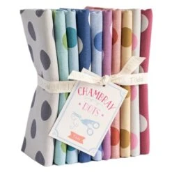Tilda Chambray Polka Dots Fat Quarters Bundle (10) – Rustic Fabric For Quilting
