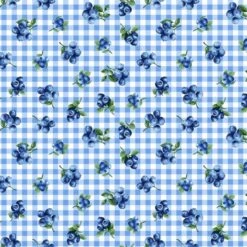Timeless Treasures Fabric Blueberry Delight Gingham Cotton Digital 112cm Wide