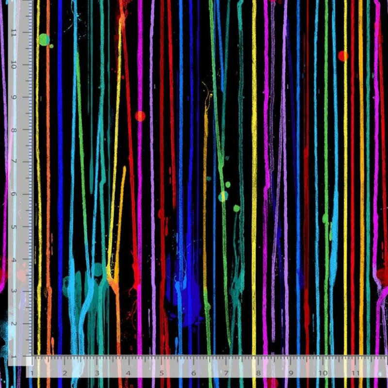 Timeless Treasures Fabric Bright Dripping Paint Stripes Cotton Digital 112cm Wide 4 Timeless Treasures Fabric Bright Dripping Paint Stripes Cotton Digital 112cm Wide - Image 2