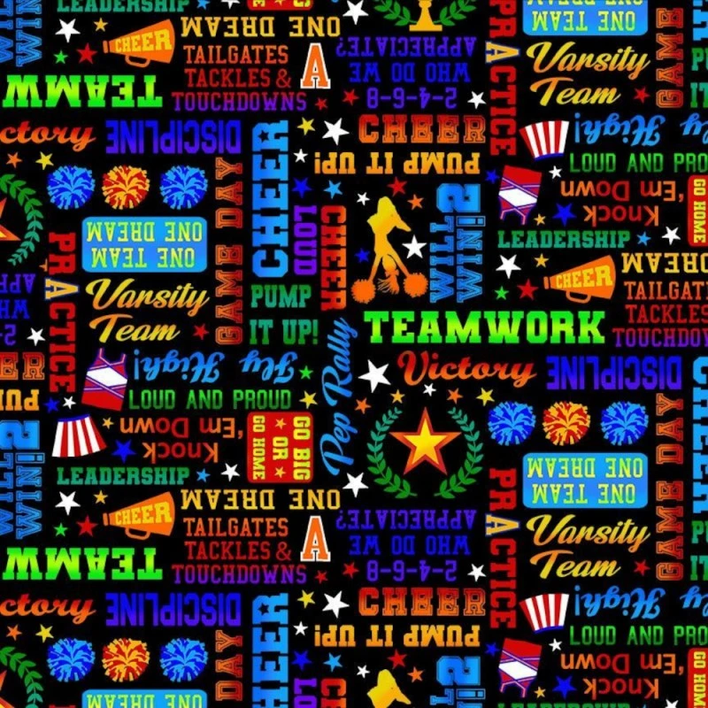 Timeless Treasures Fabric Cheerleader Words Text Cotton Digital 112cm Wide 3 Timeless Treasures Fabric Cheerleader Words Text Cotton Digital 112cm Wide