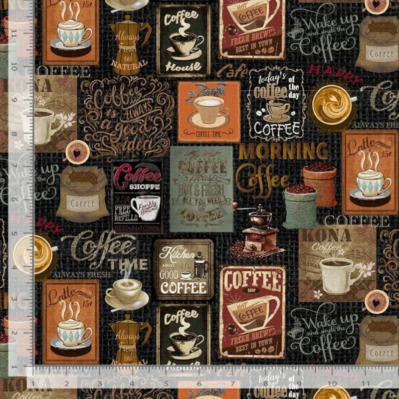 Timeless Treasures Fabric Coffee Collage Cafe Vintage Cotton Digital 112cm Wide 4 Timeless Treasures Fabric Coffee Collage Cafe Vintage Cotton Digital 112cm Wide - Image 2