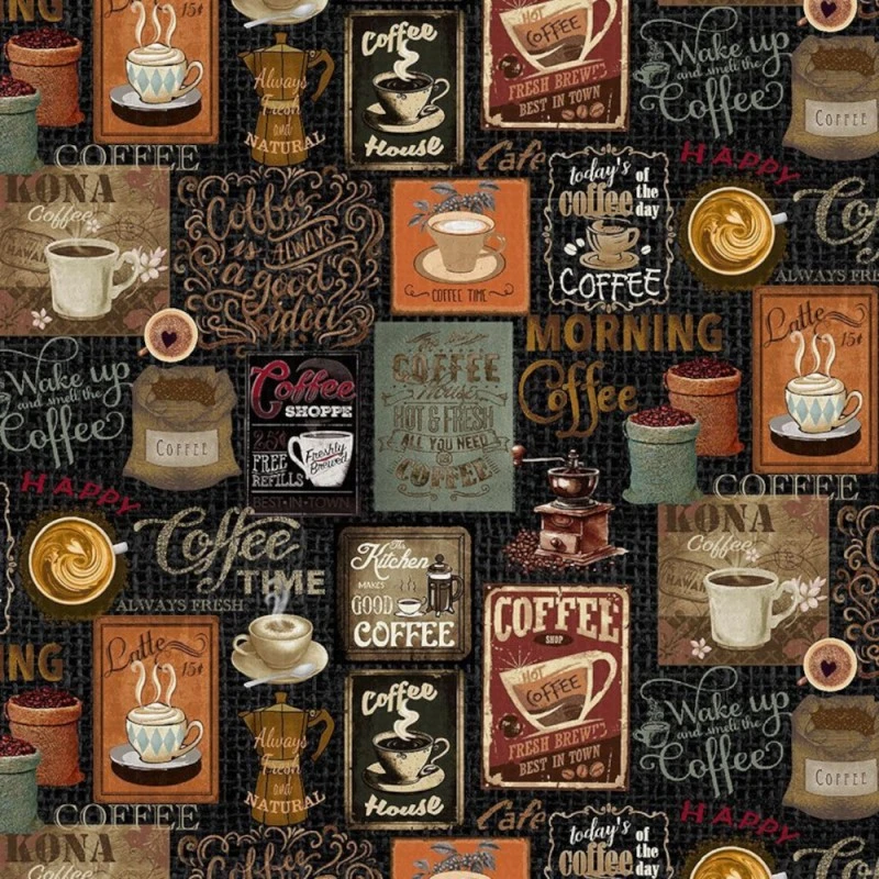 Timeless Treasures Fabric Coffee Collage Cafe Vintage Cotton Digital 112cm Wide 3 Timeless Treasures Fabric Coffee Collage Cafe Vintage Cotton Digital 112cm Wide
