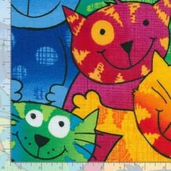 Timeless Treasures Fabric Happy Cats Multicoloured Cartoon Cotton 112cm Wide -OHSEWCRAFTY timeless treasures fabric happy cats multicoloured cartoon cotton 112cm wide 1